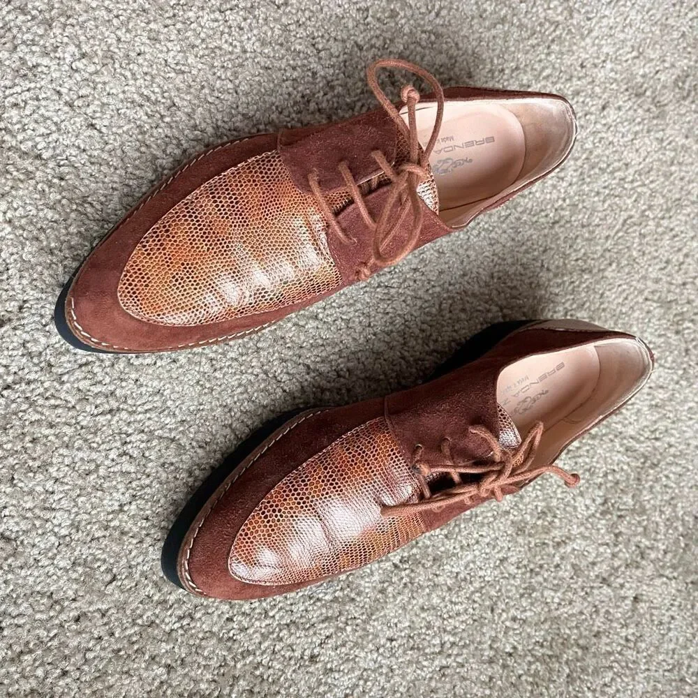 VTG Brenda Zaro Spain Suede Leather Platform Oxford Shoes Size 39